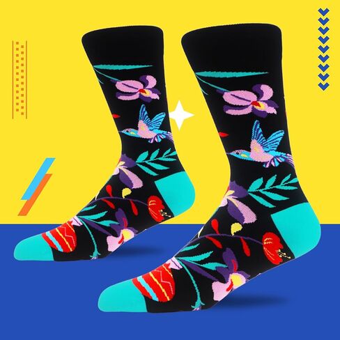 MAKABO Women's Colorful Funny Novelty Patterned Combed Cotton Crew Socks 6 Packs in Kuwait