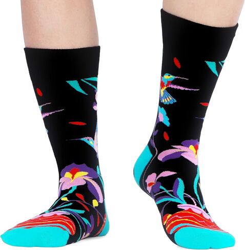 MAKABO Women's Colorful Funny Novelty Patterned Combed Cotton Crew Socks 6 Packs in Kuwait