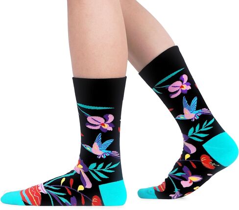 MAKABO Women's Colorful Funny Novelty Patterned Combed Cotton Crew Socks 6 Packs in Kuwait
