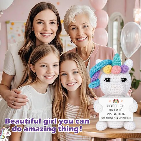 هدايا Crochet Unicorn مضحكة للنساء معلمات مدرب ، معلم ، صغير المصنوع يدويًا ، ديكور ديكور مع بطاقة رائعة ، عيد ميلاد لطيف التقاعد فيل أبيض تبادل عيد الميلاد. in Saudi Arabia