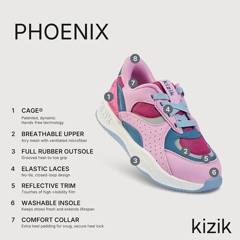 حذاء Kizik Kids: Phoenix - مريح ، قابل للتنفس ، ينزلق الأطفال على أحذية رياضية للبنين والبنات ، والأيدي المريحة مجانًا ، وأربطة لا تبري ، والأشكال القابلة للغسل in Saudi Arabia