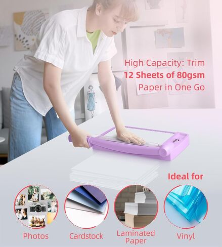 Firbon 12" Guillotine Paper Cutter, Heavy Duty 12-Sheet Capacity Trimmer for Cardstock, Photos, Scrapbooking, Office, Classroom, Studio (Gray) in Saudi Arabia
