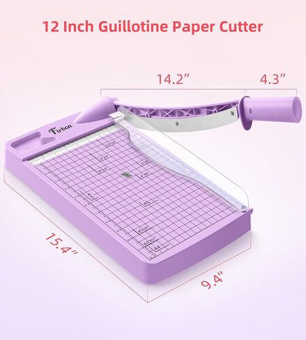 Firbon 12" Guillotine Paper Cutter, Heavy Duty 12-Sheet Capacity Trimmer for Cardstock, Photos, Scrapbooking, Office, Classroom, Studio (Gray) in Saudi Arabia