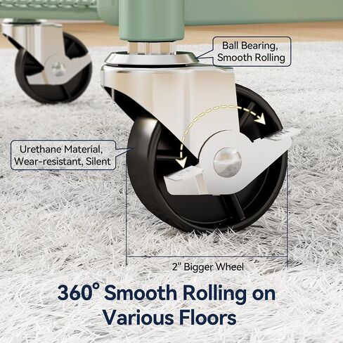 عربة Yasonic 3 Tier Rolling Cart - عربة تخزين المعادن مع عجلات ، منظم عربة حرفية مع أكواب معلقة ، والسنانير ، سلة شبكية لفن مكتب المطبخ بجانب السرير ، الأسود in Kuwait