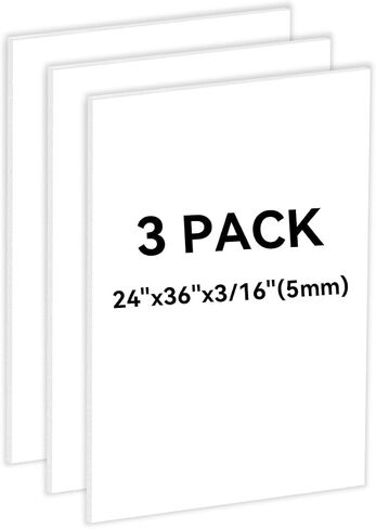 3Pack Bhite Foam Board 24 × 36 × 3/16 بوصة ، لوحة ملصقات لوحات الرغوة 5 مم لمشاريع المدارس الصياغة ويعرض الفنون الخفيفة الخفيفة السهلة لقطع مثالية للعروض التقديمية ، اللافتات in Kuwait