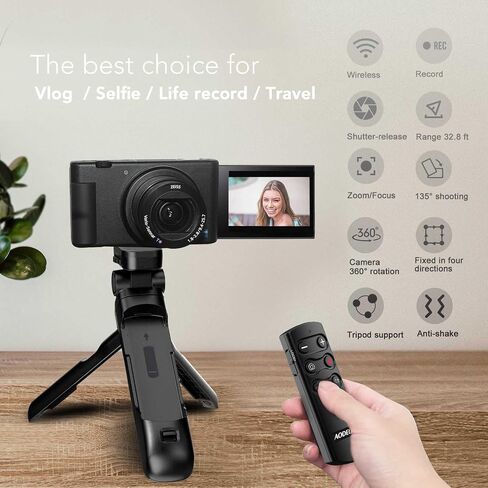for Sony Vlog Shooting Grip Tripod with OLED Screen & Rechargeable Wireless Camera Remote - Zoom/Focus Control for ZV-1, ZV-E10,ZV-1F, A6100, A6400, A6700,A7IV,RX100 VII,A9,A9 II,FX3 in Saudi Arabia