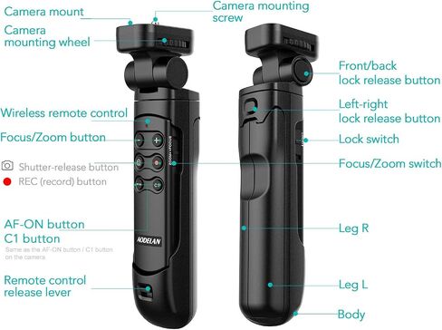 for Sony Vlog Shooting Grip Tripod with OLED Screen & Rechargeable Wireless Camera Remote - Zoom/Focus Control for ZV-1, ZV-E10,ZV-1F, A6100, A6400, A6700,A7IV,RX100 VII,A9,A9 II,FX3 in Saudi Arabia