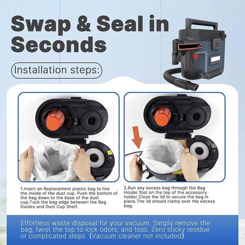 50-Pack Trash Bag Replacement for Shark MessMaster - Plastic Vacuum Bags Compatible with Shark VS100, VS101, VS100C Portable Wet/Dry Vacs in Kuwait