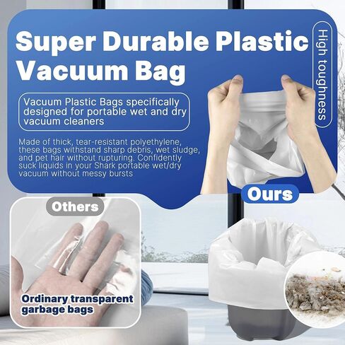 50-Pack Trash Bag Replacement for Shark MessMaster - Plastic Vacuum Bags Compatible with Shark VS100, VS101, VS100C Portable Wet/Dry Vacs in Kuwait