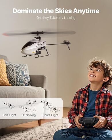 VEVOR RC Helicopter, 2.4GHz Remote Control Helicopter with Gyro, 4-Channel RC Airplane for Beginner, Wing Lights & One-Key Takeoff/Landing, Flying Plane Toys for Kids Ages 8 and up in Saudi Arabia