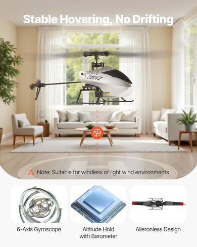 VEVOR RC Helicopter, 2.4GHz Remote Control Helicopter with Gyro, 4-Channel RC Airplane for Beginner, Wing Lights & One-Key Takeoff/Landing, Flying Plane Toys for Kids Ages 8 and up in Saudi Arabia