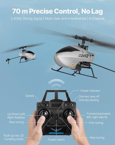 VEVOR RC Helicopter, 2.4GHz Remote Control Helicopter with Gyro, 4-Channel RC Airplane for Beginner, Wing Lights & One-Key Takeoff/Landing, Flying Plane Toys for Kids Ages 8 and up in Saudi Arabia