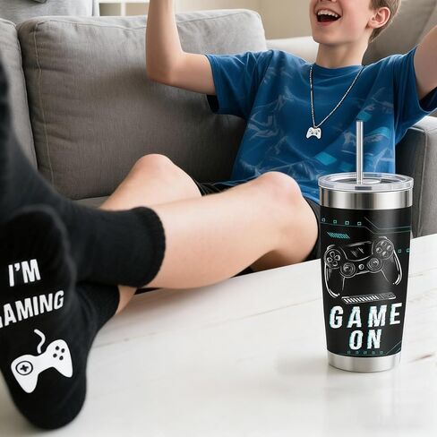 GOAUS Gamer Gifts Funny Socks, Light Up Gaming Pillow Cover 18x18 inch Dual Pockets, Fathers Gifts for Men Dad Teens Teenage Boys Son Boyfriend in Kuwait