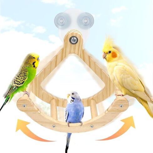 Bird Perch Toy, Interactive Rocking Parakeet Toys and Perches, Wooden Exercise Wheel Cockatiel Toys, Intelligence Puzzle Birds Enrichment Toy for Parrot, Bird Cage Accessories Perch for Budgies Conure in Saudi Arabia