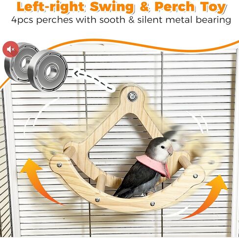 Bird Perch Toy, Interactive Rocking Parakeet Toys and Perches, Wooden Exercise Wheel Cockatiel Toys, Intelligence Puzzle Birds Enrichment Toy for Parrot, Bird Cage Accessories Perch for Budgies Conure in Saudi Arabia
