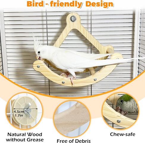 Bird Perch Toy, Interactive Rocking Parakeet Toys and Perches, Wooden Exercise Wheel Cockatiel Toys, Intelligence Puzzle Birds Enrichment Toy for Parrot, Bird Cage Accessories Perch for Budgies Conure in Saudi Arabia