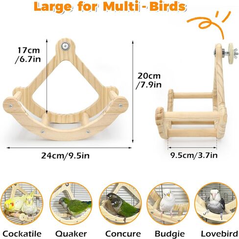 Bird Perch Toy, Interactive Rocking Parakeet Toys and Perches, Wooden Exercise Wheel Cockatiel Toys, Intelligence Puzzle Birds Enrichment Toy for Parrot, Bird Cage Accessories Perch for Budgies Conure in Saudi Arabia