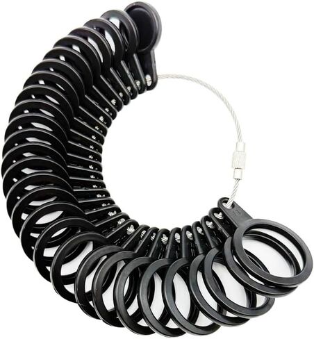 TUNQISM Ring Sizer Measuring Tool Kit, 27 PCS Stainless Steel Measuring Ring Tool, US Ring Size 0-13 with Half Size, 2 PCS Reusable Finger Size Tape with Magnified Glass 1-17 USA Rings Size in Kuwait