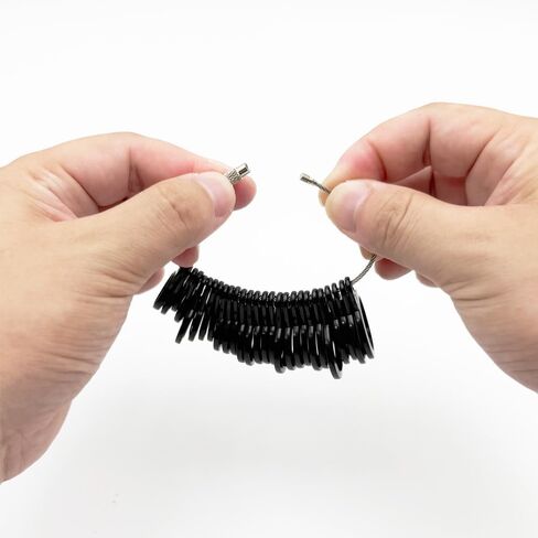 TUNQISM Ring Sizer Measuring Tool Kit, 27 PCS Stainless Steel Measuring Ring Tool, US Ring Size 0-13 with Half Size, 2 PCS Reusable Finger Size Tape with Magnified Glass 1-17 USA Rings Size in Kuwait