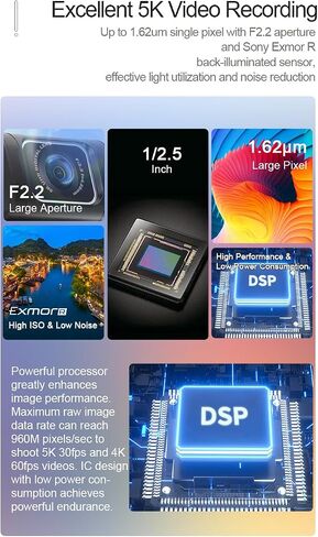 ORDRO M3 Handheld Digital Camera, 5K Video Camcorder 48MP 4K/60fps, 3.5'' Flippable Screen 3250mAh Battery WiFi IR Night Vision Camera for YouTube Vlogs w/64G Card, Stand in Saudi Arabia
