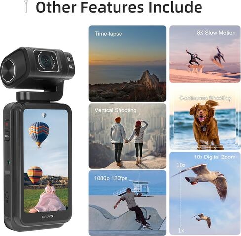 ORDRO M3 Handheld Digital Camera, 5K Video Camcorder 48MP 4K/60fps, 3.5'' Flippable Screen 3250mAh Battery WiFi IR Night Vision Camera for YouTube Vlogs w/64G Card, Stand in Saudi Arabia