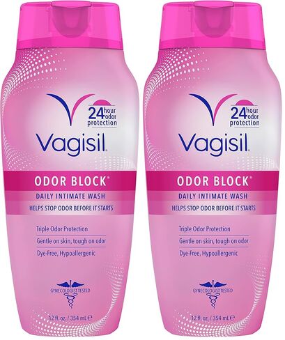Vagisil Feminine Wash for Intimate Area Hygiene, Odor Block, Gynecologist Tested, Hypoallergenic, 16.9 oz with Pump (Pack of 2) in Kuwait