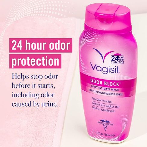 Vagisil Feminine Wash for Intimate Area Hygiene, Odor Block, Gynecologist Tested, Hypoallergenic, 16.9 oz with Pump (Pack of 2) in Kuwait