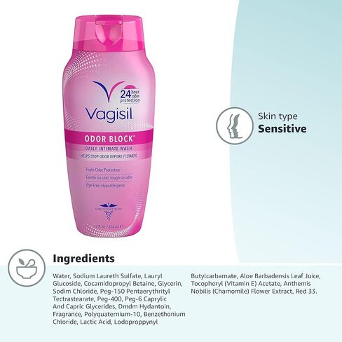 Vagisil Feminine Wash for Intimate Area Hygiene, Odor Block, Gynecologist Tested, Hypoallergenic, 16.9 oz with Pump (Pack of 2) in Kuwait