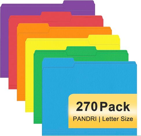 File Folder, PANDRI 270 Pack File Folder, 1/3 Cut Tab, Letter Size, Filing Folder for Office School Business, Manila in Saudi Arabia