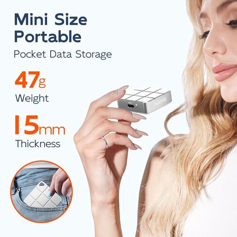 محرك الأقراص الصلبة الخارجي MAIWO 1 تيرابايت SSD المحمول، USB 3.2 GEN 2 Type-C حتى 1050 ميجابايت/ثانية، Mini PSSD لهاتف iPhone 15 Pro Max MacBook Pro PS5، ألومنيوم (فضي) in Kuwait