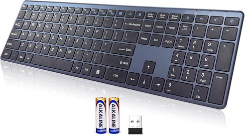 Wireless Keyboard 2.4G USB External Silent Cordless Ultra Slim Full Size Keyboard with Number Pad Keypad Long Battery Life for Computer Desktop PC Laptop Smart TV and MAC, Windows in Saudi Arabia