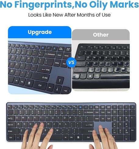 Wireless Keyboard 2.4G USB External Silent Cordless Ultra Slim Full Size Keyboard with Number Pad Keypad Long Battery Life for Computer Desktop PC Laptop Smart TV and MAC, Windows in Saudi Arabia