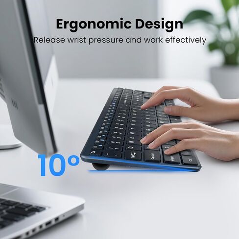 Wireless Keyboard 2.4G USB External Silent Cordless Ultra Slim Full Size Keyboard with Number Pad Keypad Long Battery Life for Computer Desktop PC Laptop Smart TV and MAC, Windows in Saudi Arabia