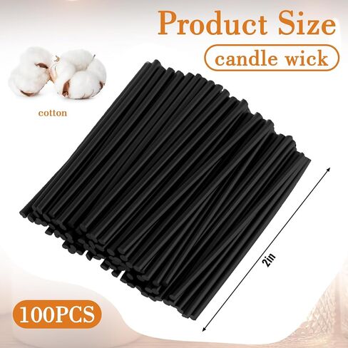 100 Pack 2 Inch Cotton Wicks for Sand Candles Making White 100% Natural Cotton Candle Wicks, Low Smoke, No Lead and Metal for Candle Making DIY in Kuwait