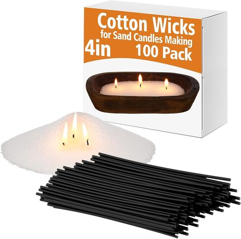 100 Pack 2 Inch Cotton Wicks for Sand Candles Making White 100% Natural Cotton Candle Wicks, Low Smoke, No Lead and Metal for Candle Making DIY in Kuwait