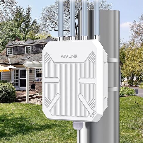 نقطة وصول لاسلكية WAVLINK خارجية واي فاي 6، AX1800 WiFi 6 موسع طويل المدى، يدعم PoE النشط، هوائيات 4x8dBi، يعمل مع Starlink/مكرر/جهاز التوجيه، IP67، ما يصل إلى 128 جهازًا للمزرعة، الفناء، RV، المخيم in Saudi Arabia