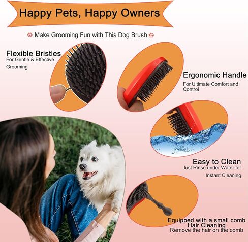 Puppy Brush for Small Dogs - Soft Dog Brush (Pink) in Saudi Arabia