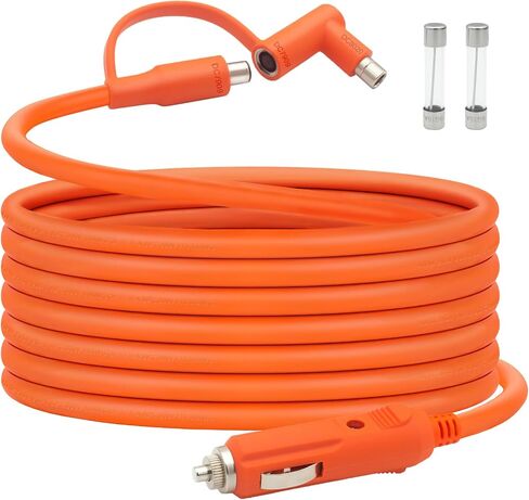 12 فولت/24 فولت كابل شحن السيارة متوافق مع Jackery Bluetti Anker Protable Power Station 14awg 15a شاحن سيارة الثقيلة مع إكسسوارات أخف السجائر (10 أقدام) in Kuwait