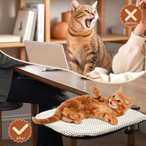 BESTISAN Durable Cat Bed Desk-Metal Frame &Flannel Fabric Soft Cover,Sturdy&Comfortable for Indoor Pets,Spacious Cat Beds for Office Desk and Game Island Table,Removable Washable,Supports to 30 lbs in Saudi Arabia