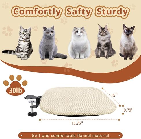 BESTISAN Durable Cat Bed Desk-Metal Frame &Flannel Fabric Soft Cover,Sturdy&Comfortable for Indoor Pets,Spacious Cat Beds for Office Desk and Game Island Table,Removable Washable,Supports to 30 lbs in Saudi Arabia