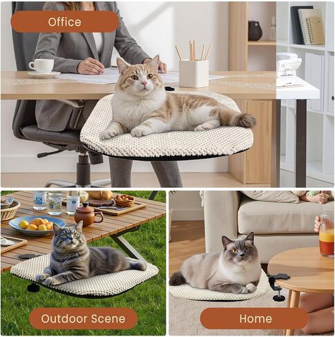 BESTISAN Durable Cat Bed Desk-Metal Frame &Flannel Fabric Soft Cover,Sturdy&Comfortable for Indoor Pets,Spacious Cat Beds for Office Desk and Game Island Table,Removable Washable,Supports to 30 lbs in Saudi Arabia