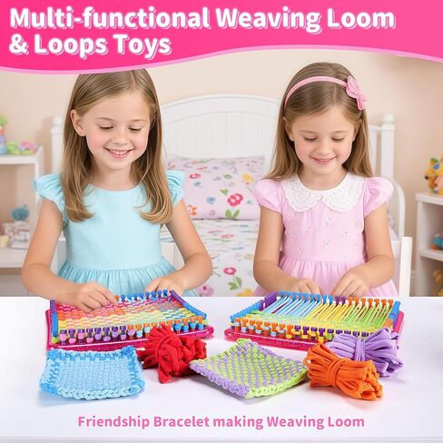 Daheyypong Weaving Loov Kit Toys ، الفنون والحرف للأطفال والبالغين ، هدايا مثالية للفتيات ، ونسج Potholder مجموعات الأفق مع مربع محمول وحلقات حرفية ، ومساعدين حرفيين ، وأساور الصداقة in Kuwait