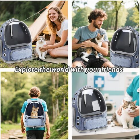 Cat Carrier with Groomer, Breathable Cat Bubble Carrier for Cats or Small Dogs up to 20 lbs, Collapsible Airline Approved, Clear Cat Travel Backpack (Pink) in Kuwait