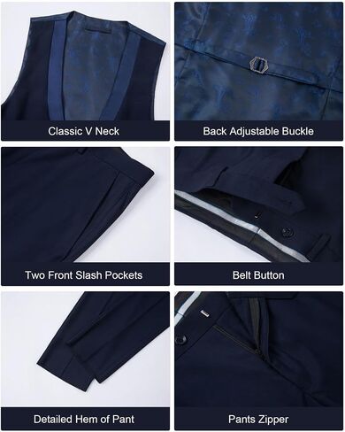 Mens Luxury 3 Pieces Suit with Rhinestone Slim Fit Shawl Lapel Blazer Jacket Vest Pants Set for Prom,Party,Dinner in Kuwait