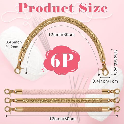 Coitak 3+6 PCS Bag Bases for Crochet with Braided Purse Handles for Bag Making, 2 PCS Crochet Hooks, 3 Colors Leather Purse Bottoms for Crocheting, 12 Inch PU Leather Handbag Handles in Saudi Arabia