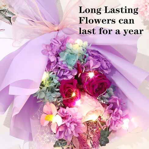 Preserved Flowers Bouquet Graduation Flowers Bouquet Gift Forever Natural Real Roses Gifts for Teacher Student Birthday Anniversary Wedding Home Decor(Khaki,Bright) in Kuwait