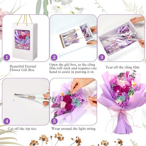 Preserved Flowers Bouquet Graduation Flowers Bouquet Gift Forever Natural Real Roses Gifts for Teacher Student Birthday Anniversary Wedding Home Decor(Khaki,Bright) in Kuwait