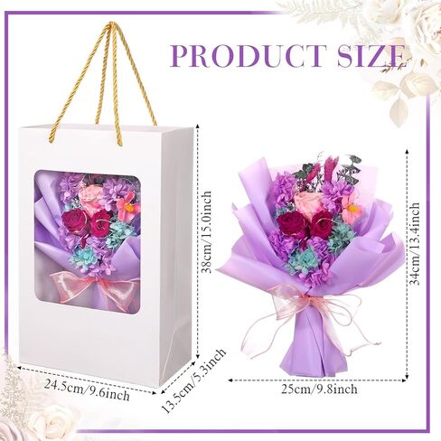 Preserved Flowers Bouquet Graduation Flowers Bouquet Gift Forever Natural Real Roses Gifts for Teacher Student Birthday Anniversary Wedding Home Decor(Khaki,Bright) in Kuwait