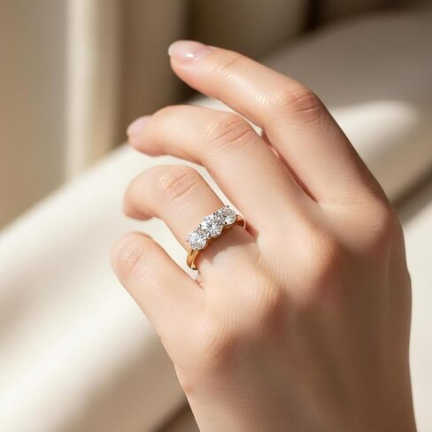 مختبر معتمد مع مختبر معتمد من الماس 3 خاتم الخطوبة للنساء 14K الذهب الأبيض جولة مقطعة عن الزفاف. in Kuwait