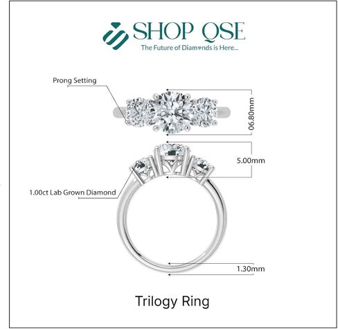 مختبر معتمد مع مختبر معتمد من الماس 3 خاتم الخطوبة للنساء 14K الذهب الأبيض جولة مقطعة عن الزفاف. in Kuwait